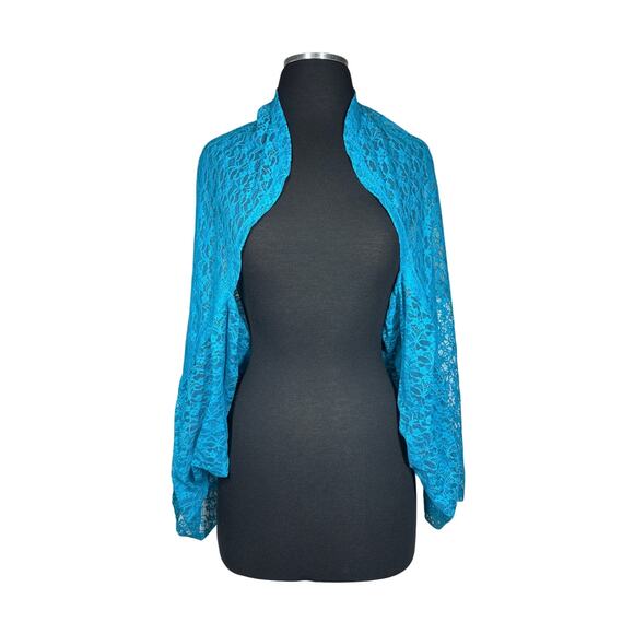 LOGO by Lori Goldstein Women's Lace Shrug Top Size 4X / 5X Blue A397997 Annika - Picture 1 of 10